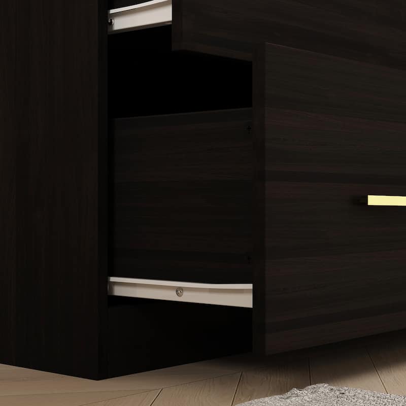 Kerrogee Bedroom Armoires Wardrobe with Mirror Drawers and Doors