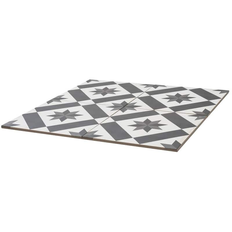 Astral 10x10 Grey Star Matte Geometric Porcelain Tile - Floor, Wall, Backsplash