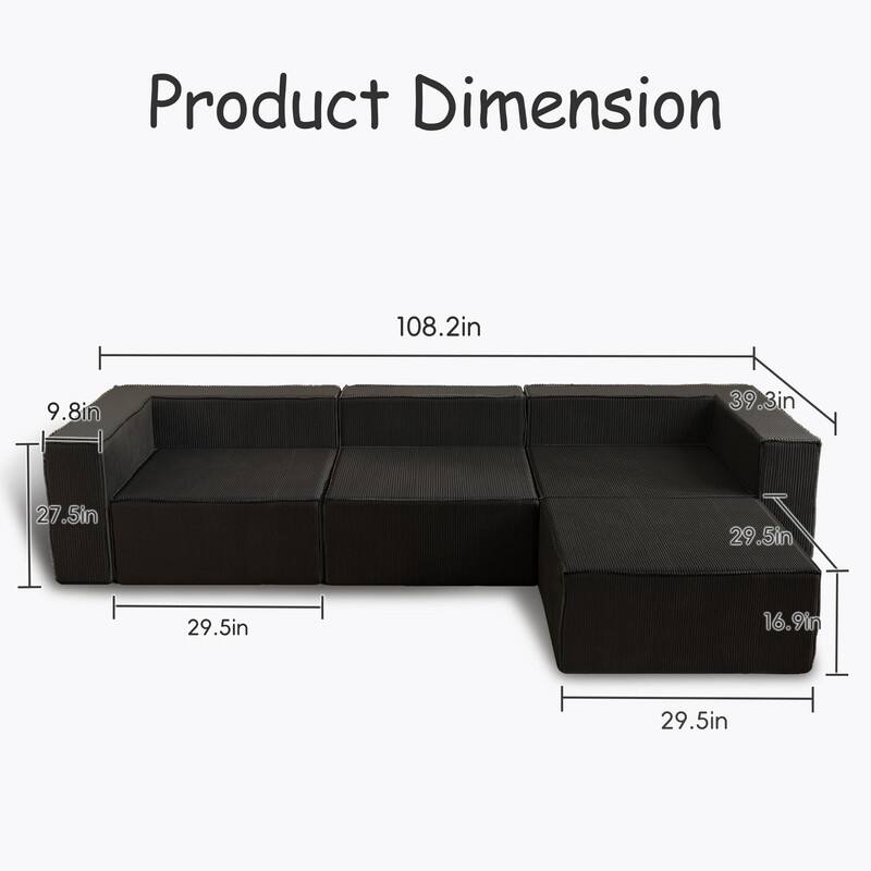 Module Corduroy Compression with Ottoman Sofas
