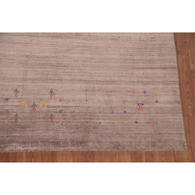 Gabbeh Indian Area Rug Handmade Silk Carpet - 7'11"x 9'9"