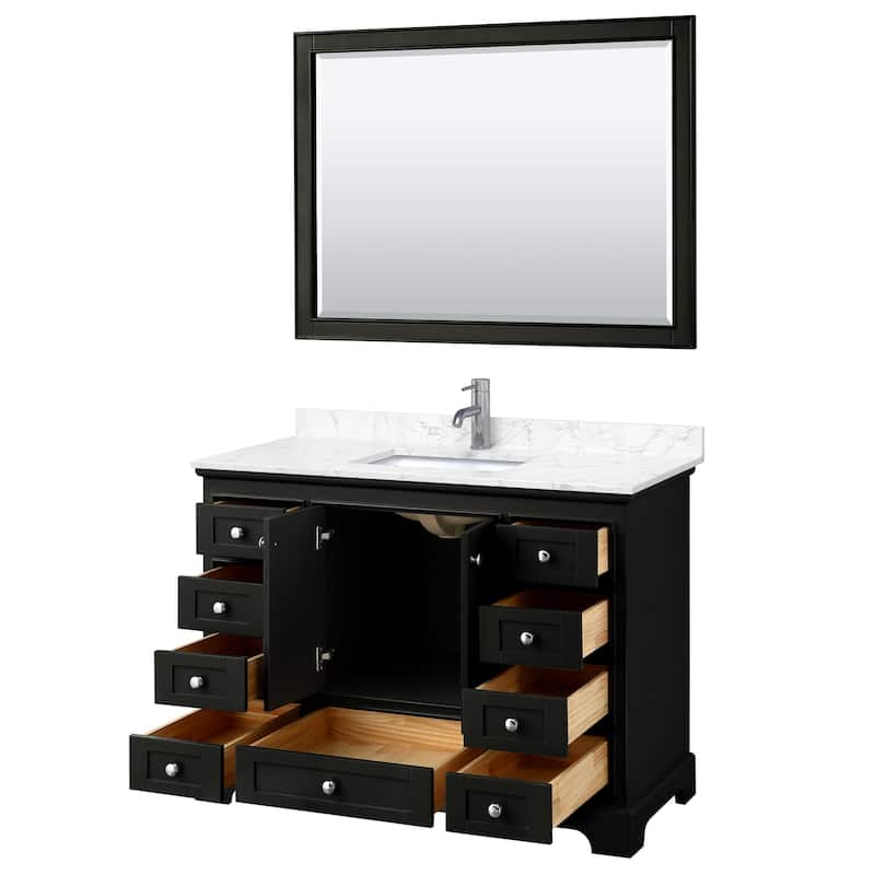 Deborah 48-inch Single Vanity, Cultured Marble Top, 46-inch Mirror