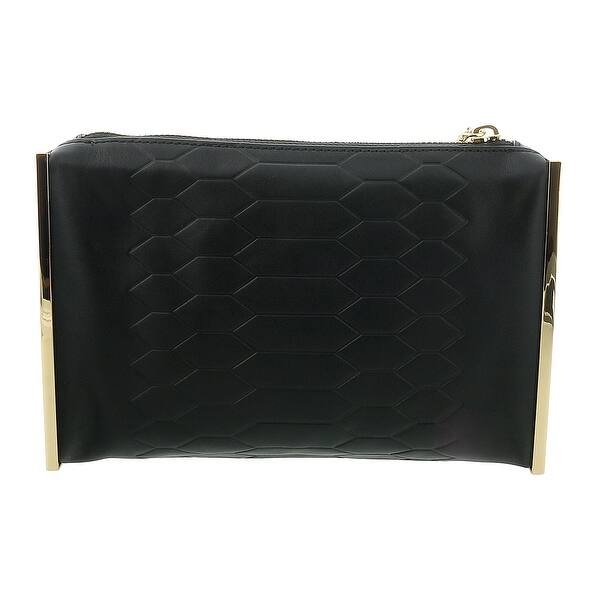 Roberto Cavalli Class Black Embossed Cleo Pouch Clutch for womens