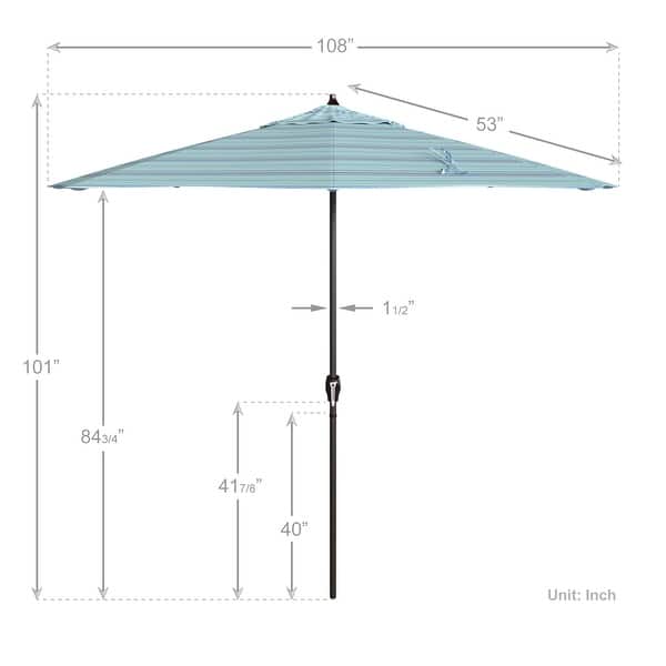 dimension image slide 23 of 29, North Bend 9-foot Round Auto-tilt, Bronze Finish, Sunbrella Patio Umbrella by Havenside Home
