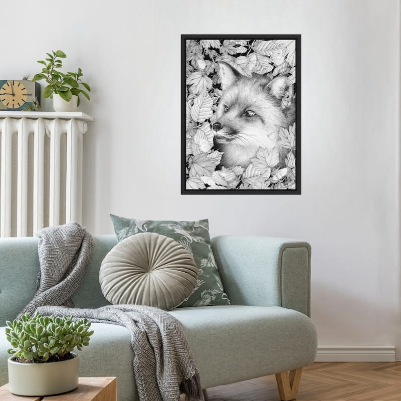 Fox and Forest by Ec Mazur Framed Canvas Wall Art