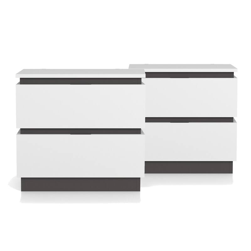 Furniture of America Conjira Modern White Wood Nightstand with USB Ports (Set of 2)