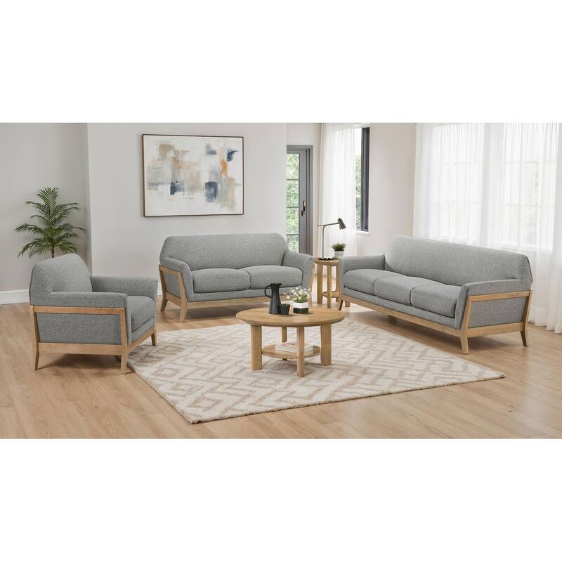 Vaughn Fabric Upholstered Flared Arm Sofa Set Grey