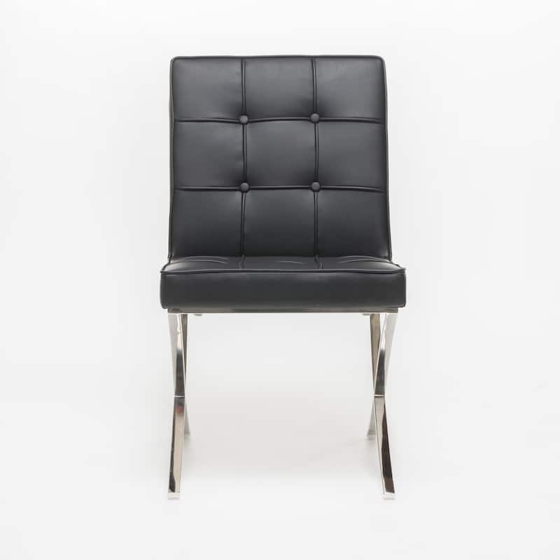 Milania Modern Button Tufted Leather Dining Chairs (Set of 2) by Christopher Knight Home