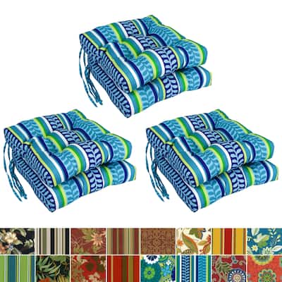16-inch Square Tufted Indoor/Outdoor Chair Cushions (Set of 6)
