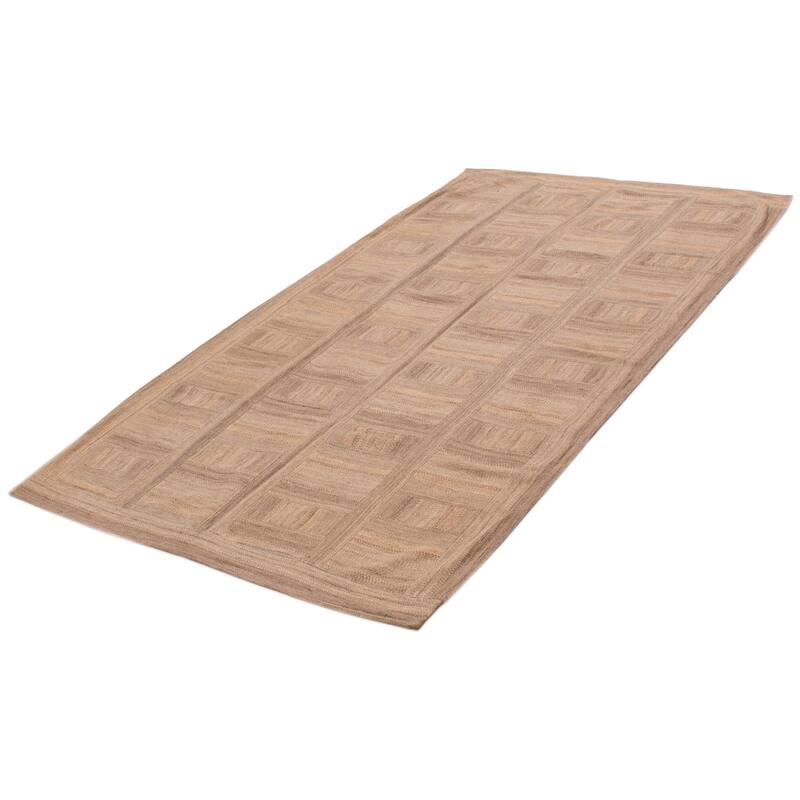 ECARPETGALLERY Flat-Weave Anatolia Patch Taupe Wool Kilim - 5'7 x 9'8
