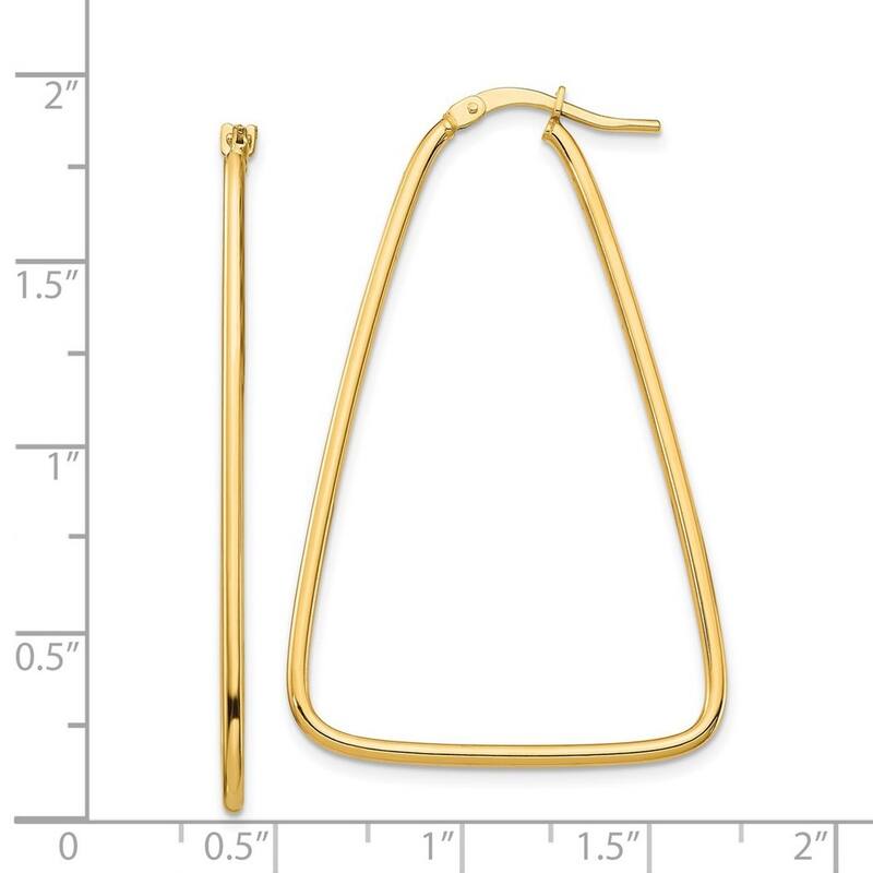Curata 14k Yellow Gold Polished Triangle Dangle Hoop Earrings - 43.85x29mm