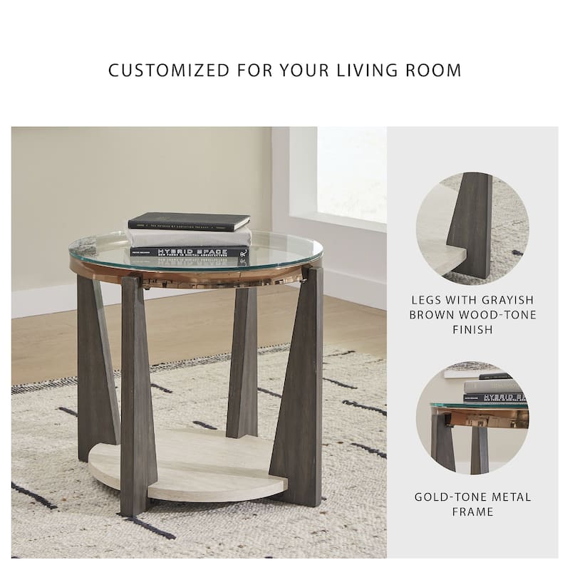 Signature Design by Ashley Frazwa Brown/Beige End Table - 26"W x 26"D x 24"H