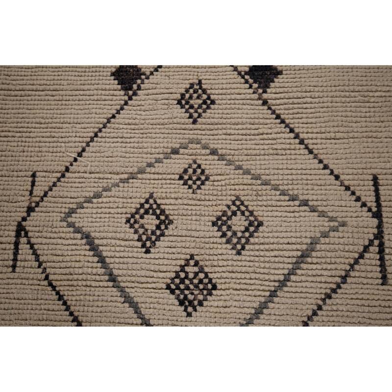 Ivory Moroccan Area Rug Hand-Knotted Wool Carpet - 7'10"x 11'9"
