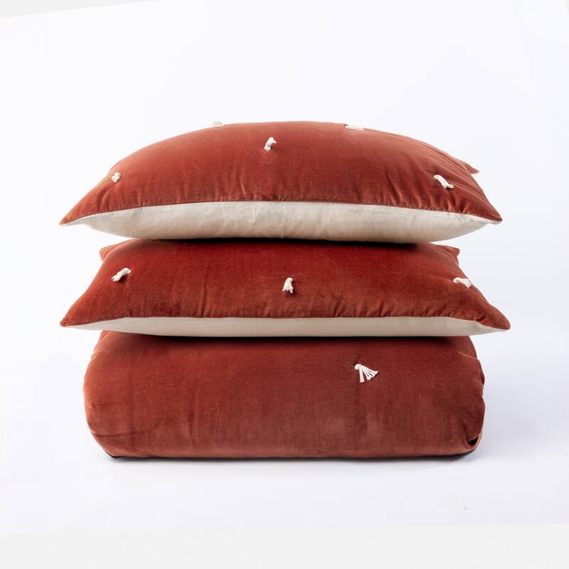 Hawke, Cotton/Velvet, Brick, Quilt