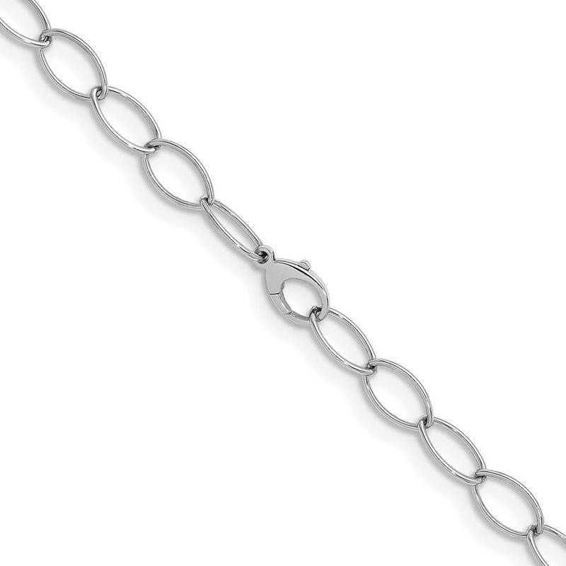 Curata 925 Sterling Silver Rhodium 9.2mm Oval Link Chain Necklace for Men