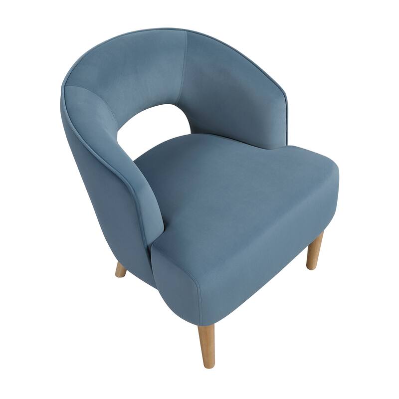 Elise 26" Velvet Accent Chair - Light Walnut Finish Solid Wood Legs