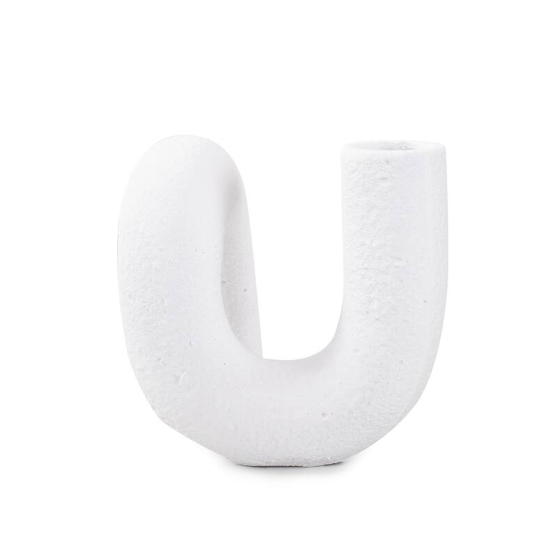 White Abstract Curved Tube Vase Tall