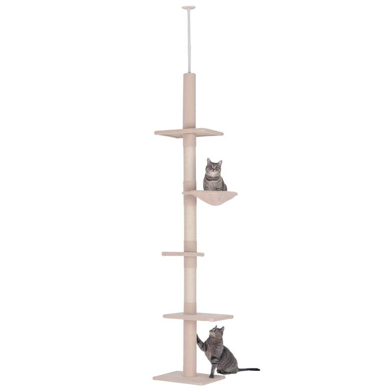 Adjustable Height Floor-to-Ceiling Vertical Cat TreeCat Climbing Tower