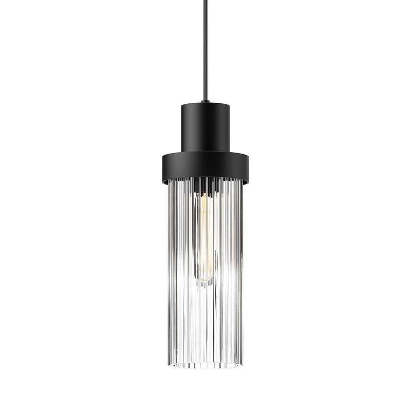 Alora Lighting PD435605CR Kent 5" Wide Mini Pendant with Clear Ribbed - Matte Black