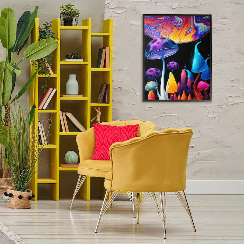 Stupell Whimsical Mushrooms in Space Framed Giclee Art Design By Kim Allen