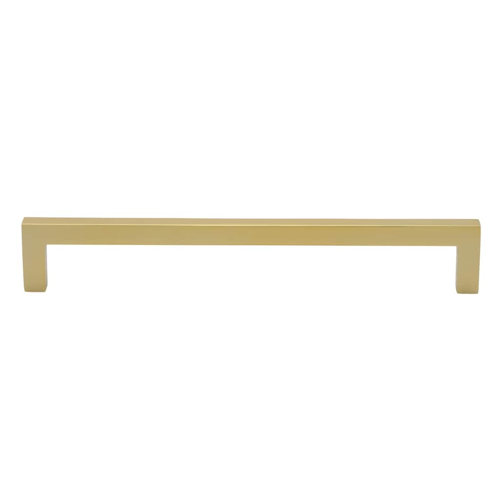 GlideRite 7-9/16 in. Center Gold Solid Square Bar Pulls (5-Pack) - Brass Gold