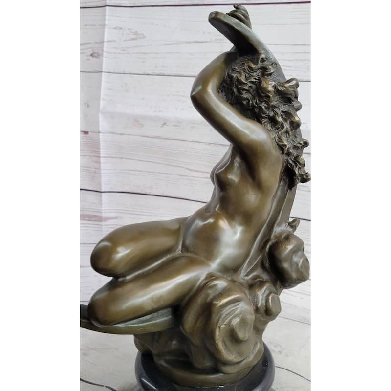 Diana On A Crescent Moon By Séraphin Denécheau Bronze Sculpture On Marble Base