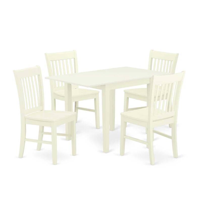 5-Piece Linen White Finish Solid Wood Top Dining Room Set (Seats-4)