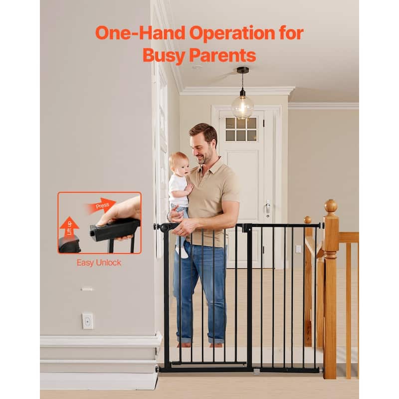 Adjustable 36-Inch Baby Gate with Auto-Close and One-Handed Operation Secure for Babies or Pets - 26-40”W x 36”H