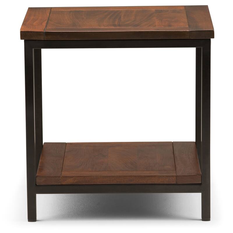 WYNDENHALL Rhonda SOLID MANGO WOOD & Metal 22" Wide Square Industrial End Side Table - 22 W x 22 D x 22 H