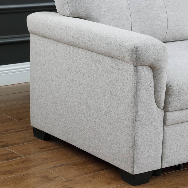 Copper Grove Perreux Linen Reversible Sleeper Sectional Sofa