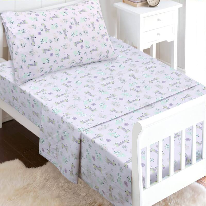 3-Piece Cotton Toddler Sheet Set for Kids Boys & Girls (Animals, Fish, Sports, Floral)