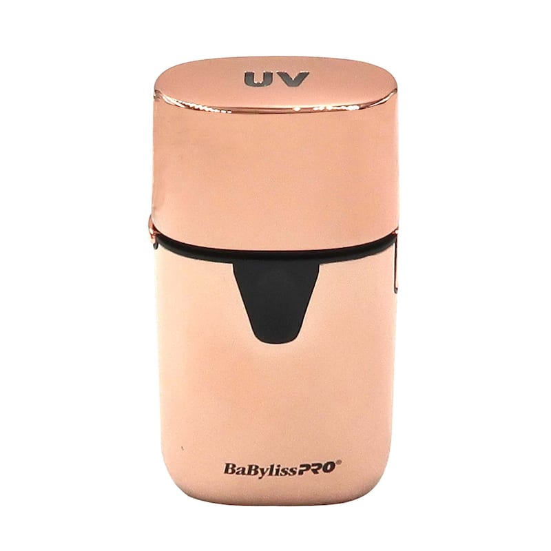 BaByliss Pro LIMITED EDITION UVFOIL UV-Disinfecting Metal Single Foil Shaver - Rose Gold FXLFS1RG + Fade Brush + 9" Comb