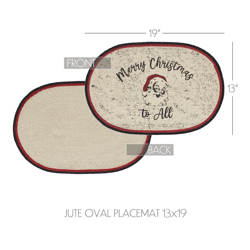 Jolly Ole Santa Jute Oval Placemat 10x15