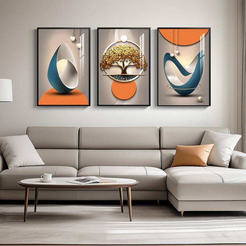 Bright Style Paintings Artwork, Set of 3 Piece Contemporary Luxury