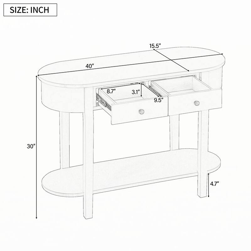 Retro Console Table with Curved Design,Espresso