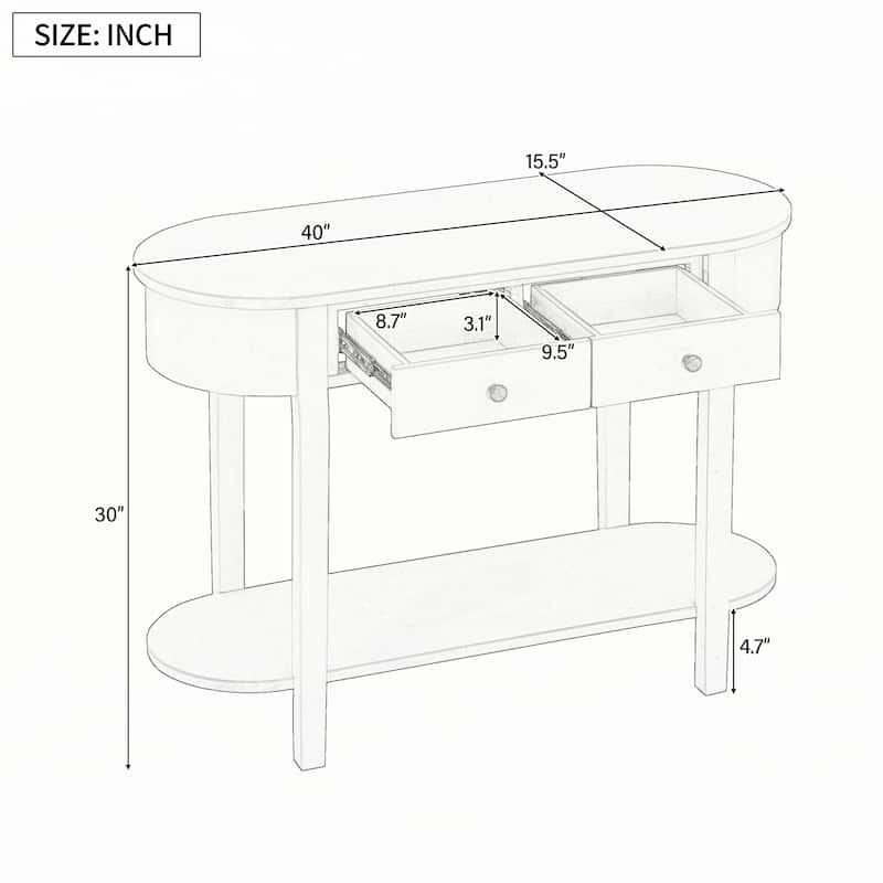 Retro Console Table with Curved Design,Navy