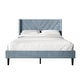 preview thumbnail 33 of 62, CraftPorch Sophisticated Wingback Upholstered Platform Velvet Bed Light Blue - Full