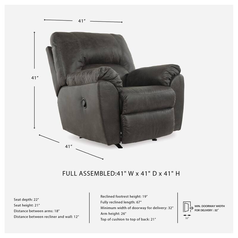 Tambo Contemporary Rocker Recliner Pewter