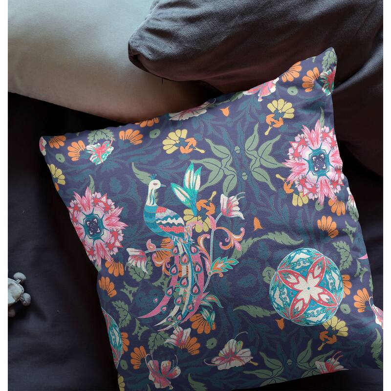 Amrita Sen Everest Peacock Indoor Outdoor Pillow Zip