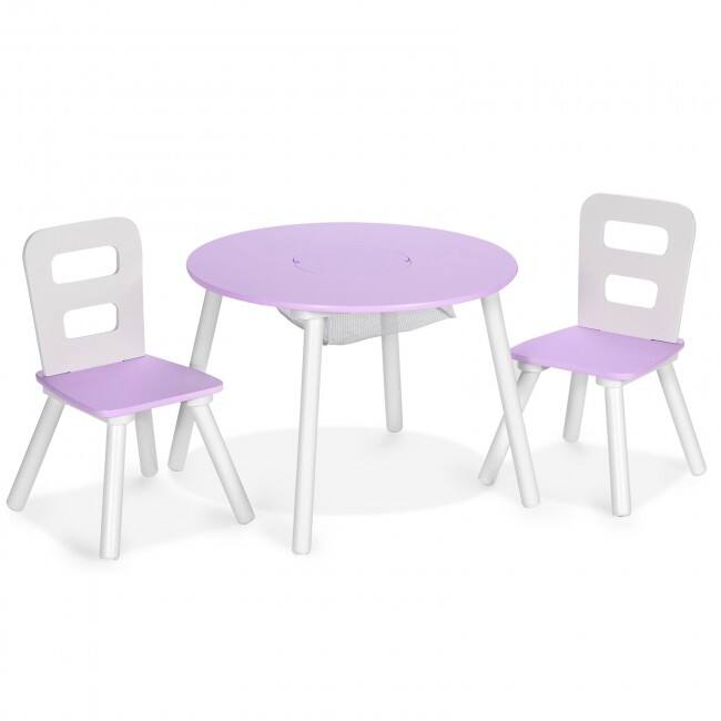 Wood Activity Kids Table and Chair Set with Center Mesh Storage for Snack Time and Homework - 23.5" x 23.5" x 17.5" (L x W x H)
