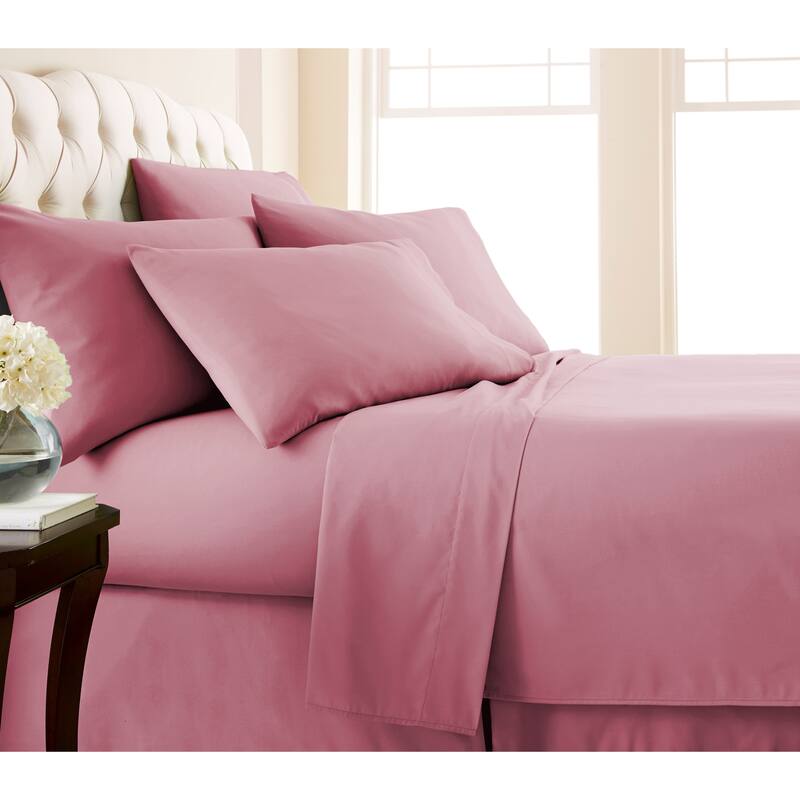 Adjustable Mattress Split King Ultra-Soft 7-piece Bed Sheet Set - Split King - Rose