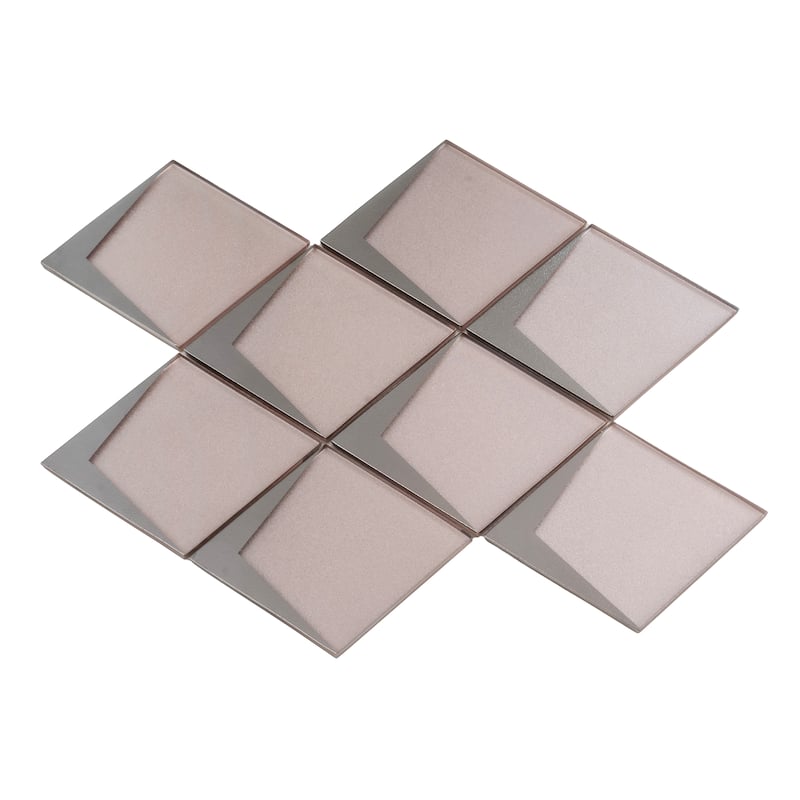 Solace 12x9 Pink Metallic Silver Glass Mosaic Diamond Wall Tile (3.91 sq ft/case) - 5 Pack