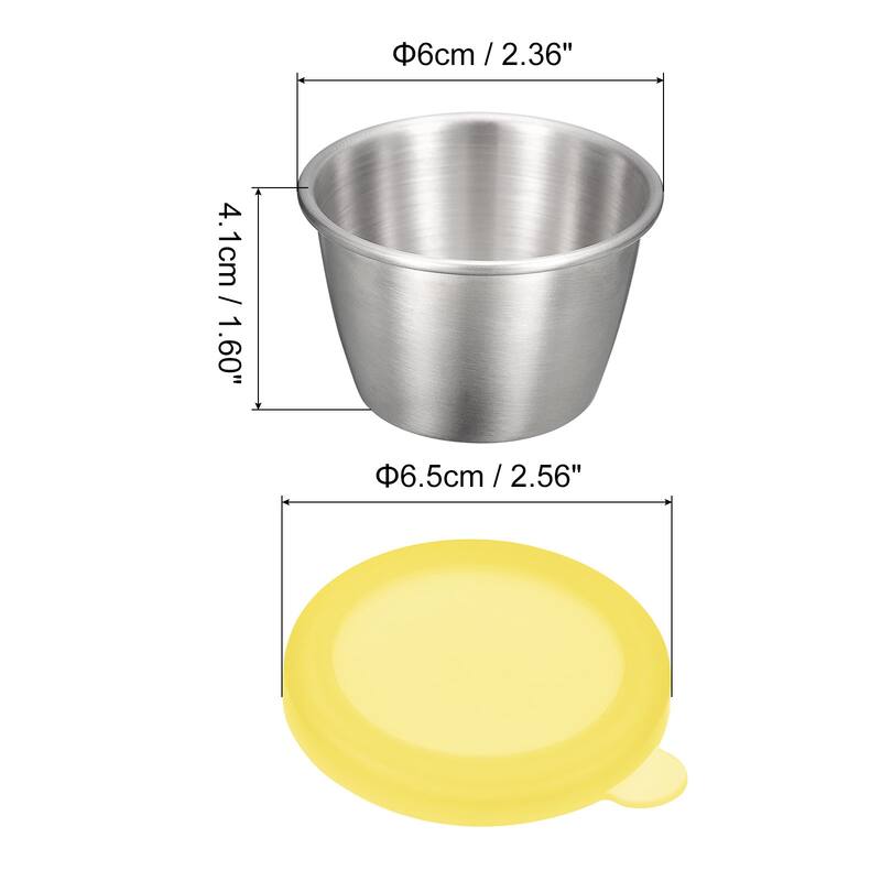3pcs Salad Dressing Container 2.36oz Small Condiment Containers w lid - Yellow