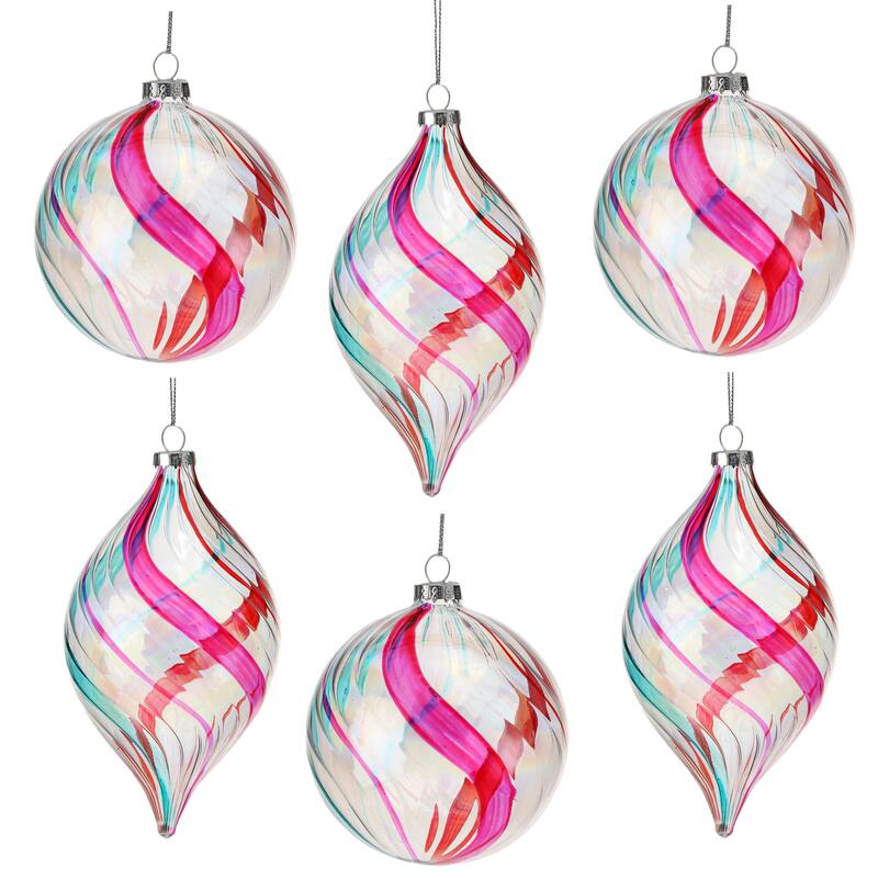 4-5.5" Clear Glass Swirl Retro Finial Set of 6