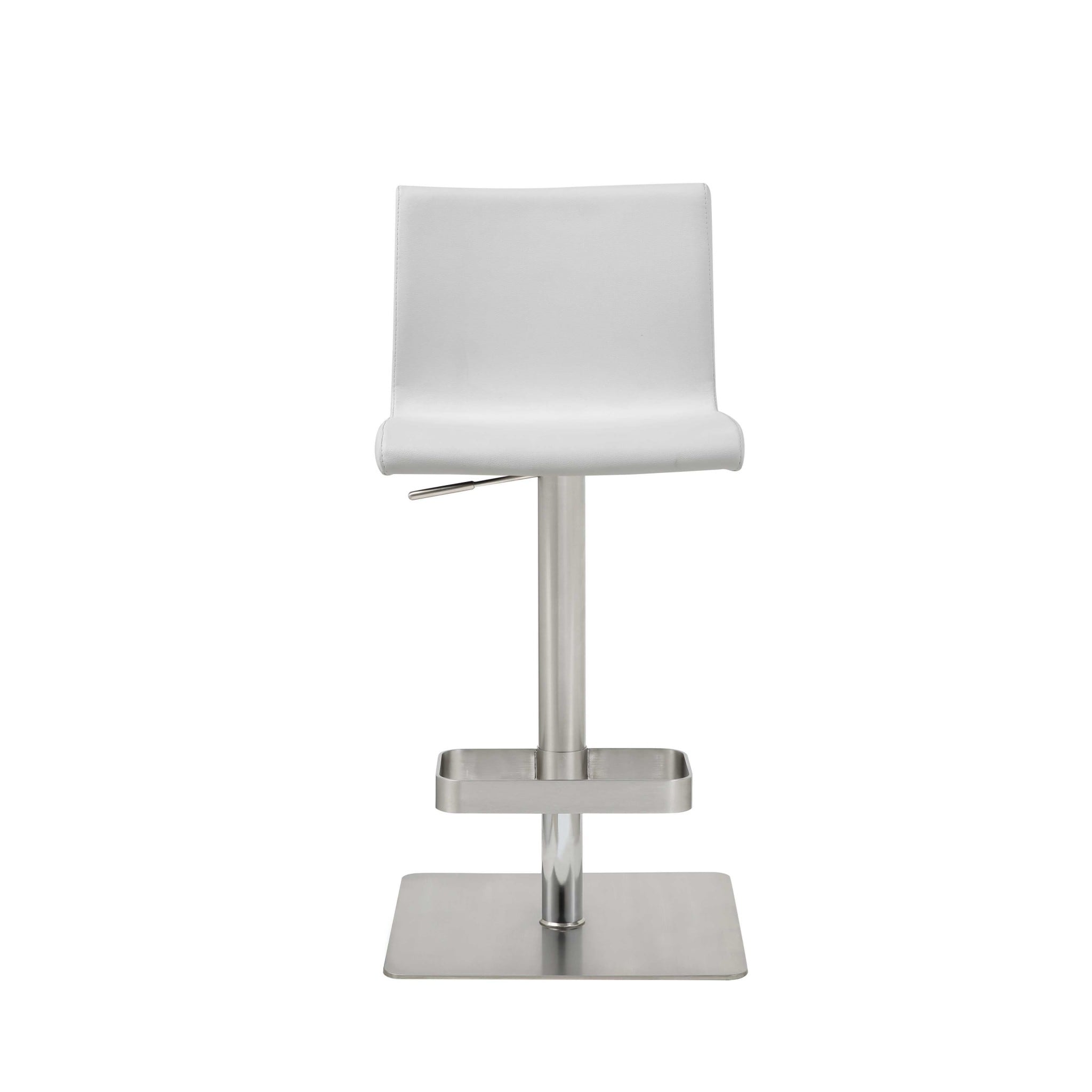 HomeRoots 32" White And Silver Stainless Steel Counter Height Bar Chair With Footrest - 16.5