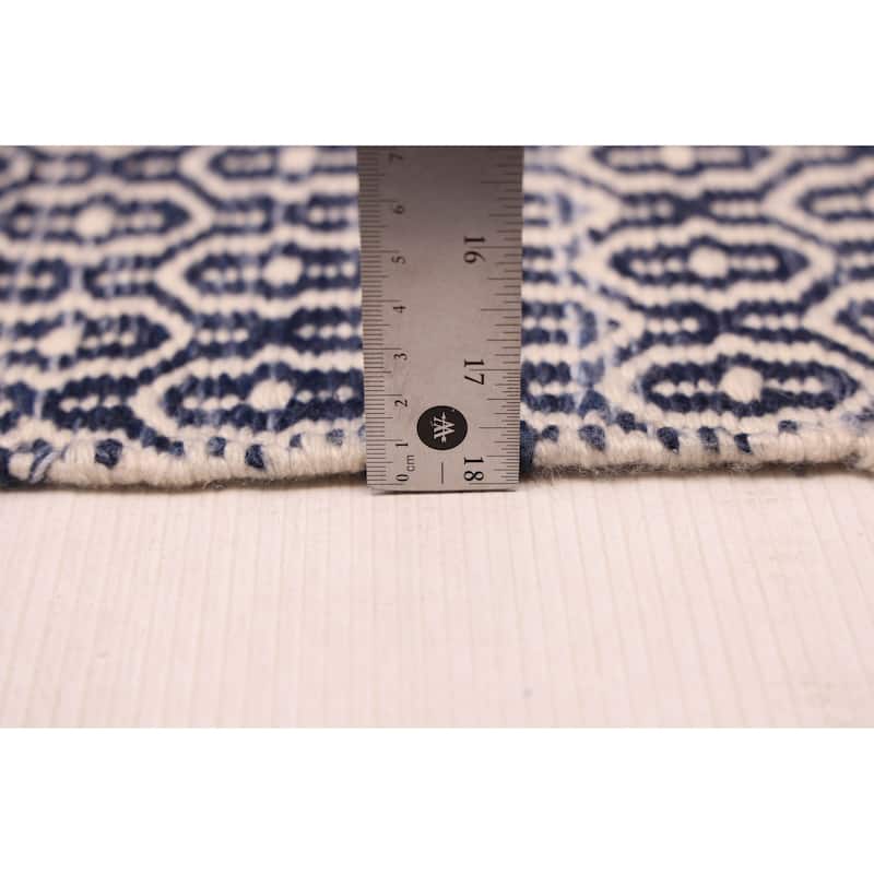 ECARPETGALLERY Flat-Weave Nevada Navy Wool Kilim - 5'1 x 7'4