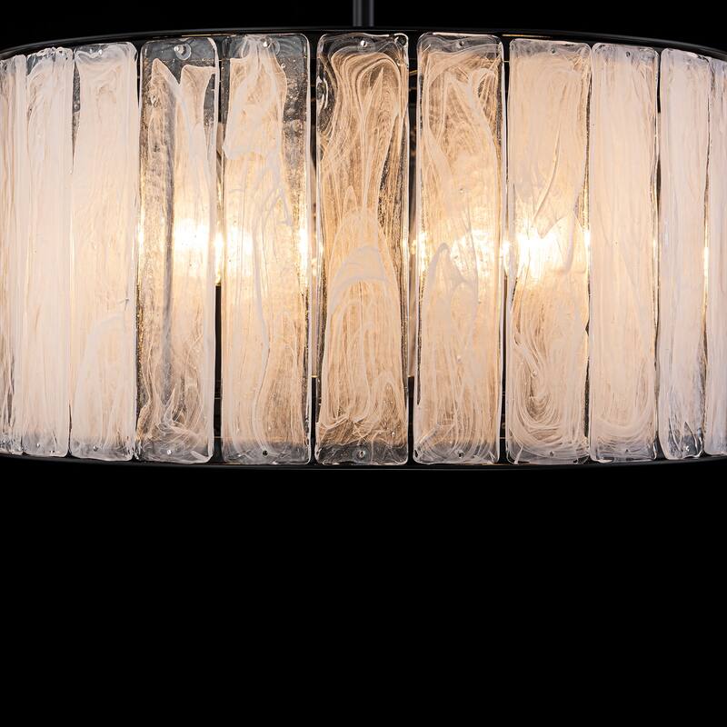 Cloudy White Glass Black Pendant Lighting Modern for Kitchen Island