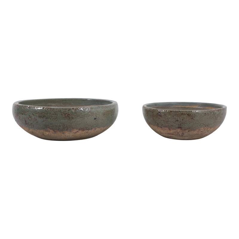 Pottery Decorative Bowls Handcrafted Detailing Casual Home (Set of 2)
