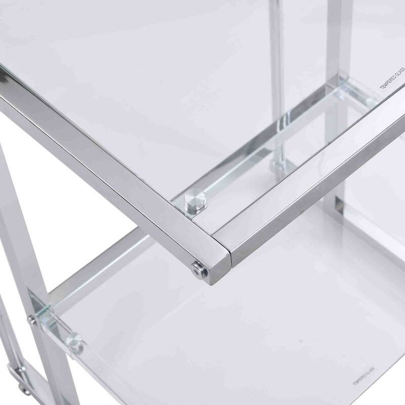 Grondin Contemporary Style 2-Tier End Table Sofa Side Table with Tempered Glass Shelves and Metal Frame