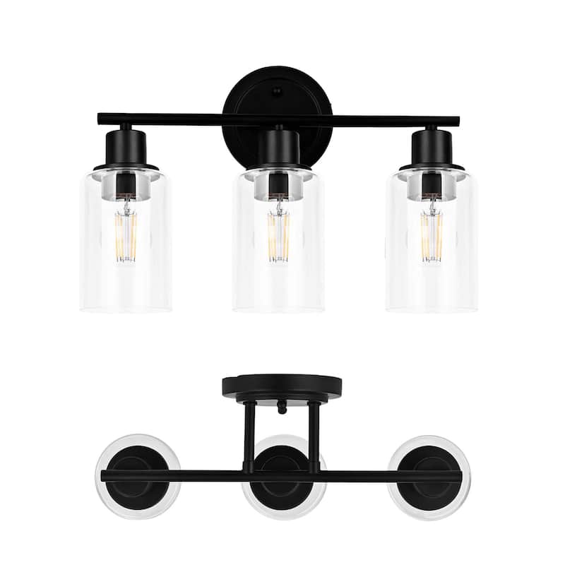 Modern 2/3/4-light Bathroom Dimmable Vanity Lights Wall Sconces - 3-Light - Matte Black