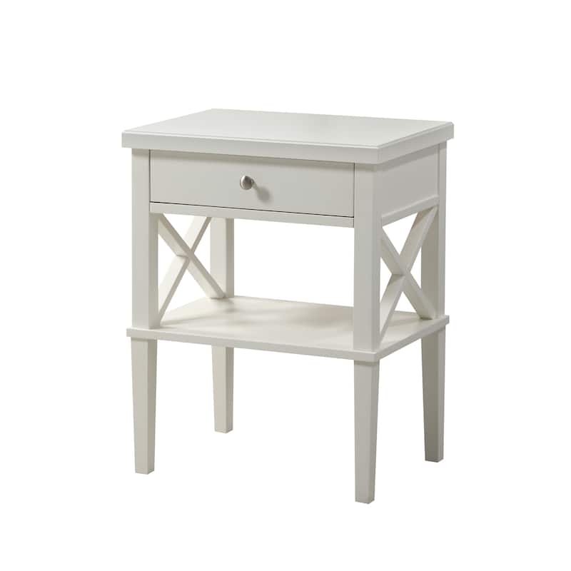 Copper Grove Castle Creek Wooden Nightstand with Lower Shelf - White